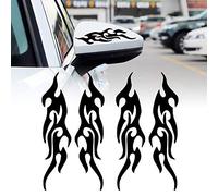 TOMALL 4 Piezas 19 cm pegatinas Reflectantes de llama para coches de Carreras de llama Calcomanías de rayas Deportivas para Carito de Golf vinilo Impermeable para de Coche Camión Monopatín (Negro)