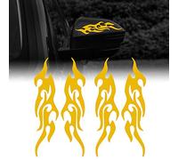 TOMALL 4 Piezas 19cm Flame Reflective Car Stickers Flame Racing Sport Calcomanías para carrito de golf Vinilo impermeable Camión Offroad Skateboard (Amarillo)