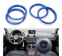 TOMALL 4 piezas de aluminio AC Vent Outlet Ring Cover Compatible con Audi A3 S3 RS3 Aire acondicionado Interior Vent Trim Decoración Accesorios interiores (azul)