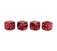 TOMALL 4 unids Dice Style Válvula del Neumático Stem Caps para el Coche Moto Bicicleta de Aleación de Aluminio Rojo