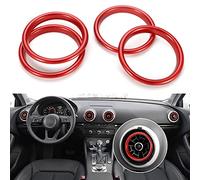 TOMALL 4pcs aluminio AC Vent Outlet Ring Cover Compatible con Audi A3 S3 RS3 Aire acondicionado Interior Vent Trim Decoración Accesorios interiores (rojo)