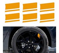 TOMALL 6pcs llanta banda reflectante pegatinas para coche vinilo reflectante seguridad decoración raya universal llanta calcomanías para parachoques Fender accesorios (naranja)