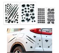 TOMALL 96 3D 4 Juegos de Pegatinas para Coche Simulación de Agujero de bala Pistolas falsas Cubiertas Frontales de Tatuaje Accesorios de Decoración Calcomanías Impermeables para Coche