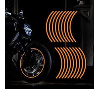 TOMALL Calcomanía reflectante para llantas de ruedas de 17 pulgadas para ruedas de motocicleta coche bicicleta bicicleta noche reflectante decoración de seguridad raya universal (Naranja)