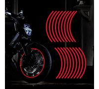 TOMALL Calcomanía reflectante para llantas de ruedas de 17 pulgadas para ruedas de motocicleta coche bicicleta bicicleta noche reflectante decoración de seguridad raya universal (Rojo)