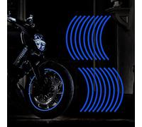 TOMALL Calcomanía reflectante para llantas de ruedas de 17 pulgadas para ruedas de motocicleta coche bicicleta bicicleta noche reflectante decoración de seguridad raya universal (Azul)