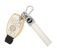 TOMALL Funda para llavero de Mercedes Benz con llavero de 3 botones, protector de TPU suave compatible con Mercedes Benz C E S M G R Class AMG CLK GLA GLC GLE GLK CLA CLS GLS, color blanco