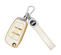 TOMALL para la cubierta de la llave de Audi con llavero, 3 botones Flip Key Case TPU suave protector de la llave de Audi A1 A3 A4 A6 A8 Quattro Q3 Q7 S3 S6 RS3 RS6 R8 TT TTS, blanco