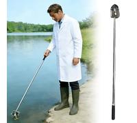 Tomamuestras de agua telescópico de acero inoxidable, cucharón de muestra de vaso de péndulo con muestreo de agua, tomamuestras de agua con giratorio fijo(500ml,1.1-3m/3.6-9.8ft)