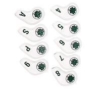 Tomantery 9 Unids/Set Cubiertas de Cabeza de Palo de Hierro de PU Impermeables y Duraderas para Protección de Hierro de, para Entusiastas del, Material: PU Impermeable + Felpa (Blanco)