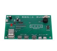 Tomantery Accesorio de Prueba de Cable de Datos 3 en 1, Chip Avanzado Tipo C/Mini USB/Micro-USB, Probador de Tríada de Cable para Técnicos, PCB de Color