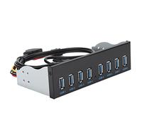 Tomantery Adaptador de Panel Frontal de Extensión de Concentrador USB3.0 de 19 Pines de 8 Puertos para PC Concentrador de Panel Frontal USB, Alimentación para Puertos USB de Alta Velocidad, Caja de