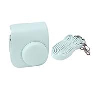 Tomantery Bolsa Ajustable de Cuero PU para Cámara Instantánea para Mini 12 11, Funda Protectora Portátil, con Correa para el Hombro para Viajar y Acampar (Verde)
