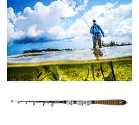 Tomantery Caña de Pescar Telescópica Ligera de Fibra de Carbono con Exquisito, Anillos Guía de 360 Grados para Pesca en Tierra, Pesca en Roca (150cm)