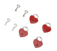 Tomantery Candado de Corazón con Llave, Juego de Cerradura de Amor para Joyeros, Carteras, Bolsos, Aleación de Zinc Robusta, 38x30mm, par de Cerraduras de Deseo para Parejas (Rojo)
