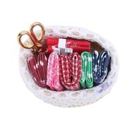 Tomantery Cesta de Costura en Miniatura para Casa de Muñecas con Detalles Exquisitos, Decoración Elegante para Accesorios de Casa de Muñecas, Mini Cesta de Costura para de, Accesorio Elegante
