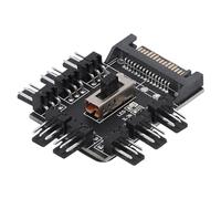 Tomantery Divisor de Concentrador de Ventilador de Computadora Controlador de Velocidad de 8 Vías con Cable de Extensión de 3 Pines para Ventilador de 12 V y 3 Pines, Ajuste Manual para Niveles