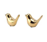 Tomantery Figura de Pájaro Abstracta Nórdica Creativa para Decoración del Hogar de Pájaros de Cerámica Galvanizada para Sala de Estar, Oficina, Estudio, 2 Piezas de 4,3x2,0x3,1 Pulgadas (Chapado en