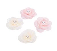 Tomantery Fundas de Botones Desmontables Florales, Elegantes Accesorios de Costura Artesanales para Mujeres, Gemelos de Camisa de Esmoquin, 4 Piezas en Forma de Flor de Perlas en Red para Ropa,