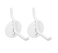 Tomantery Ganchos para Tablero Perforado, Ganchos para Colgar de Metal Duraderos, Fácil Instalación para Acampar Al Aire, 2 de Pared con Clavija de Hierro (Blanco)