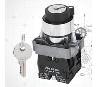 Tomantery Interruptor de Bloqueo con Llave de 2 Posiciones Interruptor de Bloqueo con Orificio de Montaje de 22 Mm, Liviano, Resistente a Impactos, para Seguridad y Eficiencia por Debajo de 600 V