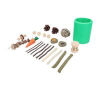 Tomantery Juego de Juguetes para Masticar para Hámster, Juego de Enriquecimiento para Animales Pequeños, Incluye 24 Accesorios Interactivos, Diseño de Madera de Pino Seguro