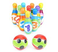 Tomantery Juego Educativo Colorido de Bolas de Bolos para Niños, Promueve Habilidades Motoras, Juguete Interactivo para Padres y Niños, para Edades de 3 a 10 Años, 10 Bolos y 2 Bolas