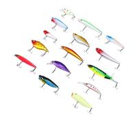 Tomantery Kit de Señuelos de Pesca Realistas de 15 Piezas, Juego de Cebo Duradero para Pesca de Agua Dulce y Salada, Juego de Aparejos de de Plástico ABS para Pescadores, para Entusiastas de la