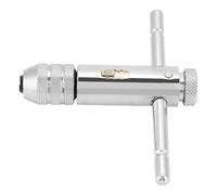 Tomantery Llave de Machuelo de Trinquete Profesional Resistente a la Corrosión para Juego de Machos y Matrices M3-M8/M5-M12, Diseño Moleteado Largo Plateado 1 Pieza (M3-M8)