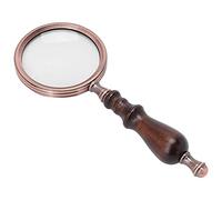 Tomantery Lupa de Lectura Retro de Metal 10X, de Madera | Lupa de mano con lente de vidrio óptico, para lectura, joyería, monedas y sellos para personas mayores