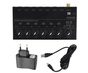 Tomantery Mezclador de Sonido Ultra Compacto Metal bajo Ruido de 6 Canales Mezclador de Línea Estéreo con Excelente Rendimiento Estéreo, para Clubes Pequeños de Studio Stage, Liviano y