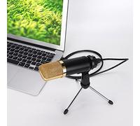 Tomantery Micrófono de PC, Micrófono de Condensador de USB Portátil para el Canto de la Red de Computadoras Portátiles (Oro Negro)