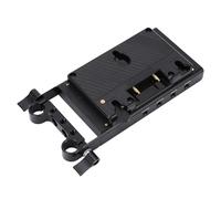Tomantery Placa Adaptadora de Batería Gold Mount con Salidas USB Duales para Videocámaras y Cámaras, Fuente de Alimentación con Abrazadera de Varilla de 15 Mm, ABS y Aluminio Duraderos, 1 Unidad