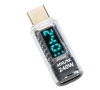 Tomantery Probador de Medidor de Potencia con Adaptador USB C con Pantalla 8K 60Hz con Carga Rápida PD 240W y Pantalla Digital para Entusiastas de la Tecnología, Adaptador Extensor Tipo C