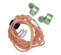 Tomantery Spring2 HiFi Ear Monitor IEM con Cable Desmontable para Entusiastas de la Música 13 Mm Cerámica Metal 2 Auriculares + Juego de Almohadillas de Silicona Suave (Verde Oliva 3.5mm)