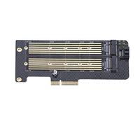 Tomantery Tarjeta Adaptadora de Puerto Dual M.2 NVMe SSD NGFF a PCIE X4 para Transmisión de Señal Estable de Alta Velocidad y Disipación de Calor, para Constructores de PC para Juegos