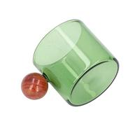 Tomantery Taza de café Taza de Vidrio Resistente Al Calor Multiusos con de Madera de Estilo Vintage para Oficina en Casa, Regalo de té, café y Cerveza (Verde)