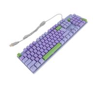 Tomantery Teclado para Juegos con Cable de Impresión Grande, sin Retraso, Retroiluminado por USB para Personas Mayores, Panel de Metal, Base Estable para Computadora Portátil (Púrpura)