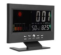 Tomantery Termómetro Digital Multifunción Higrómetro para Interior y Exterior, Pronóstico del Tiempo, Pantalla LCD para el Hogar y la Oficina, Vidrio ABS