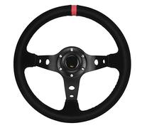 Tomantery Volante de Carreras Universal de 14 Pulgadas de con Botón de Bocina, Cómoda Envoltura de Cuero, Mejora el Interior del Automóvil para los Fanáticos de las Carreras (Rojo)