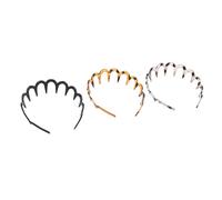 Tomantery Zig Zag Diadema Voluminizadora en Forma de U para Mujer, Diadema con Peine Antideslizante, Juego de 3 Piezas en ámbar Negro Gris, Adecuada para Uso Diario (3 piezas)