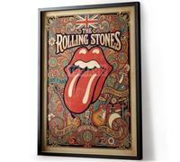 Tomaok® - Póster con impresión de cartel (marco no incluido), diseño retro de la boca "The Rolling Stones" con adornos psicodélicos coloridos, decoración de la pintura rock festiva