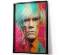 Tomaok - Póster impreso póster de arte (marco no incluido). Retrato de Andy Warhol, arte pop, neón urbano - Decoración interior icónica glamorosa de moda
