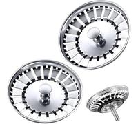 Tomario 2 Pack 84mm Upgraded Kitchen Sink Plug Strainer Coladores de Acero Inoxidable Espesos Tapones de Fregadero de Repuesto para Recoger la Comida, Fregaderos Diámetro del Agujero 84-85mm
