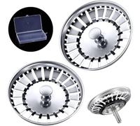 Tomario Tapón colador de acero inoxidable grueso para fregadero de cocina, diámetro del agujero 78 mm, 79 mm, 82 mm, 84 mm (paquete de 2, 84 mm, caja de almacenamiento adicional)