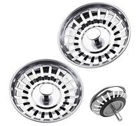 Tomario Tapón colador de acero inoxidable grueso para fregadero de cocina, diámetro del agujero 78 mm, 79 mm, 82 mm, 84 mm (plateado, paquete de 2, 82 mm)