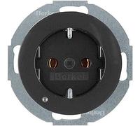 Tomas de corriente SCHUKO con LED de orientación, R.1/R.3, negro, brillo