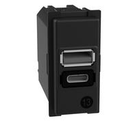 Bticino K4191AC Cargador USB con Dos entradas Tipo A y C, para Instalar en la Placa Living Now, para Cargar un Solo Dispositivo electrónico de hasta 15 W o Dos Dispositivos simultáneamente, 1 módulo