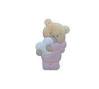 TOMASELLI MERCERIA Aplicación Bordado de bebé termoadhesivo Orsetto Beige Velluto Cuore Abbracciato 14x9 Cm - Rosa