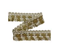 TOMASELLI MERCERIA Ribete para tapicería con flecos de borlas, color liso, bicolor, altura 4 cm, cuerda y crema